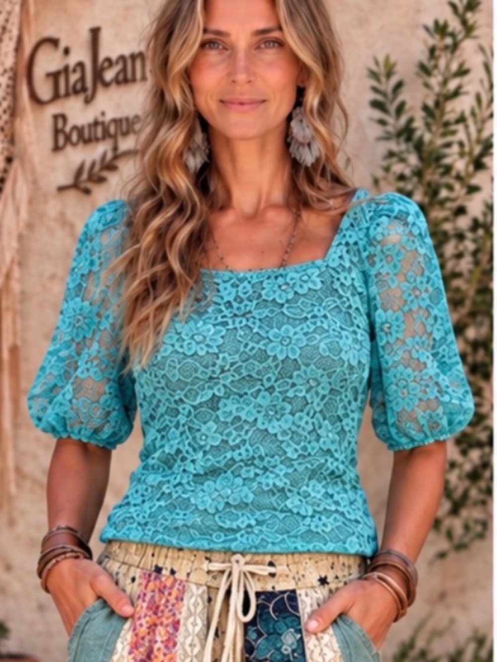 🎉 A RARE BIRD “ MISS HAITI 2 “ A RARE BIRD LACE TOP WITH PUFF SLEEVE 35